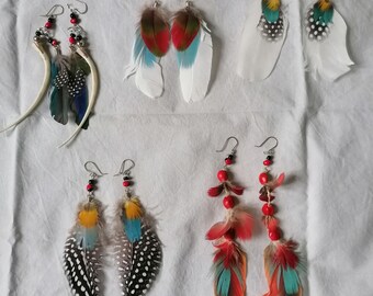 Tribal feather earrings