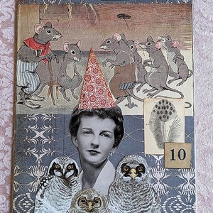 Original collage art, altered book cover, cut and paste