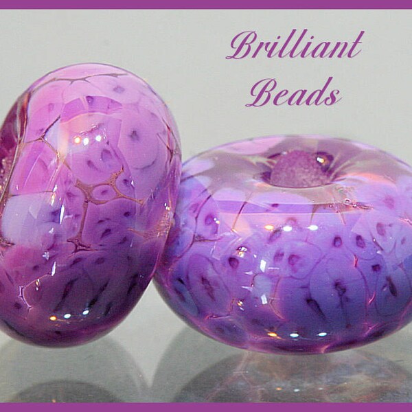 Hyacinths...Violet Purple Glass Beads - Handmade Lampwork Pair SRA, Made To Order