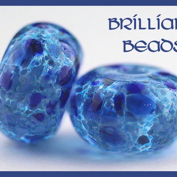 Blue Lagoon Lampwork Glass Bead Pair - Handmade Lampwork Beads SRA, Made To Order