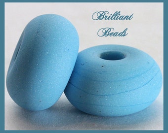 Robins Egg Blue Turquoise "Sea Glass" Spacer Bead Pair...Handmade Lampwork Beads SRA, Made To Order