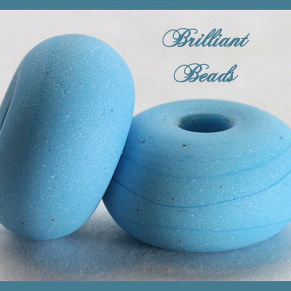 Robins Egg Blue Turquoise "Sea Glass" Spacer Bead Pair...Handmade Lampwork Beads SRA, Made To Order