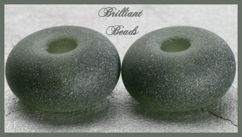 Frosted Charcoal Grey...Sea Glass Spacer Bead Pair...Handmade Lampwork Beads SRA, Made To Order image 2