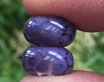 Hyacinths...Violet Purple Glass Beads - Handmade Lampwork Pair SRA, Made To Order