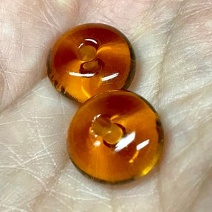 Frosted Burnt Orange Amber...Sea Glass Spacer Bead Pair...Handmade Lampwork Beads SRA, Made To Order image 3