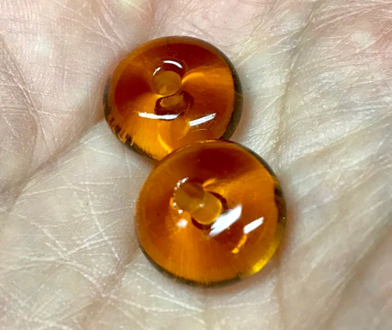 Frosted Burnt Orange Amber...Sea Glass Spacer Bead Pair...Handmade Lampwork Beads SRA, Made To Order image 3