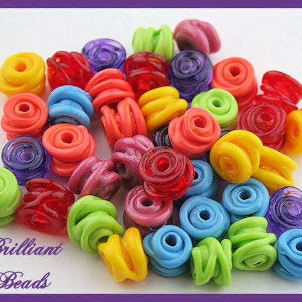 Pick 6 Swirly Beads...Handmade Lampwork Beads SRA, Made To Order