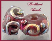 Amethyst Metallic Aurae Glass Spacer Bead Pair Handmade Lampwork SRA, Made To Order