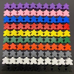 Meeples (lot de 10 par couleur), pièces de jeu de société Meeple en bois de 16 mm, Meeples colorés Carcassonne pour les joueurs de société