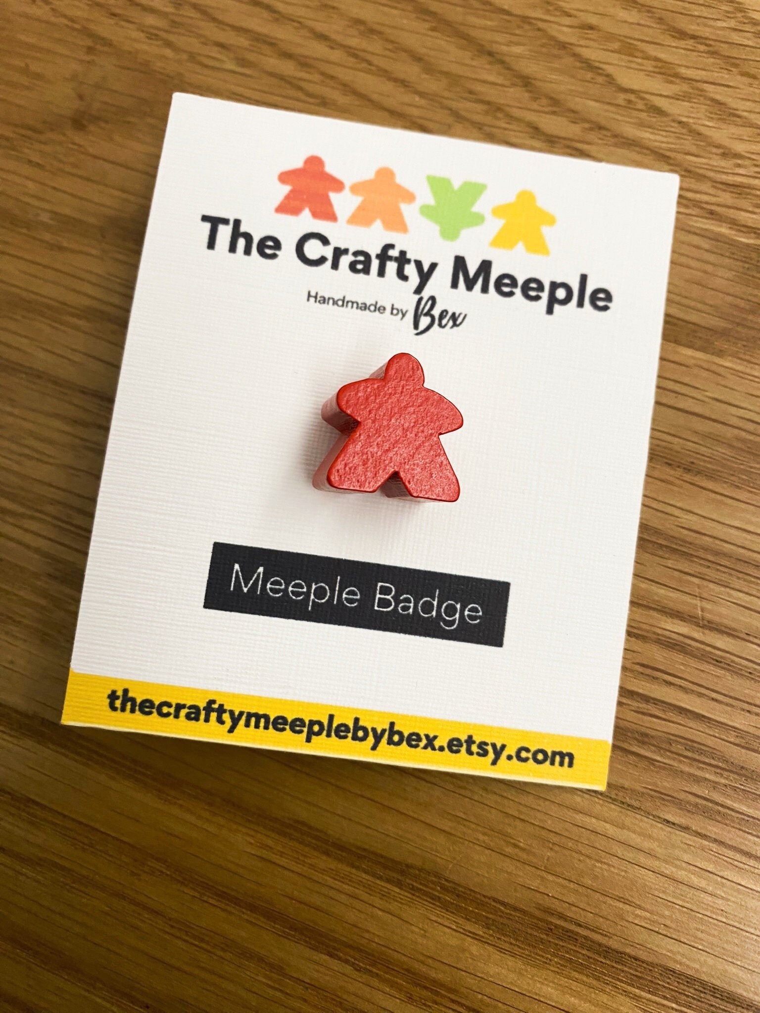 Meeple Pin Badge Gift, Carcassonne Meeple Wooden Pin (Various Colours), Board Game Lover Gifts