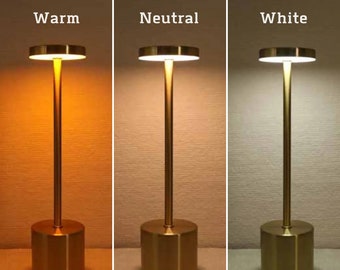Lampe de table LED rechargeable au toucher en métal, simple lampe de chevet tricolore avec barre lumineuse, veilleuse de décoration extérieure créative et environnementale
