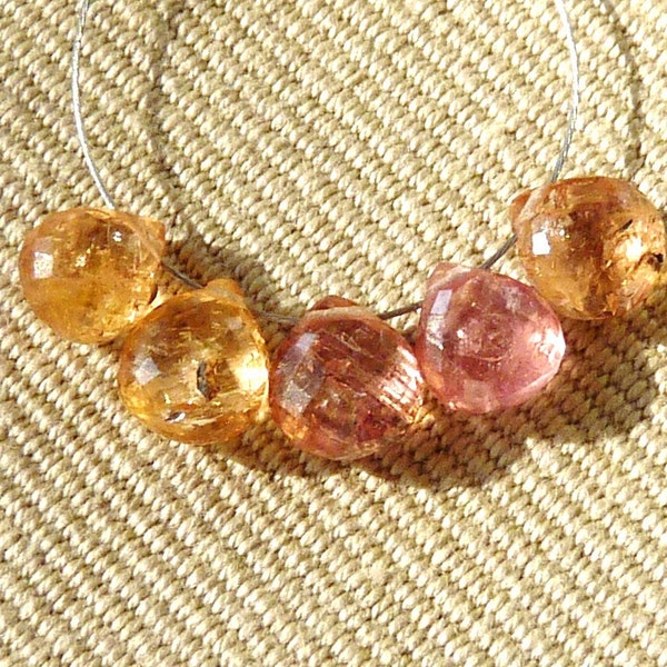 AA Imperial Topaz Faceted Heart Briolettes -7mm - 5 Beads