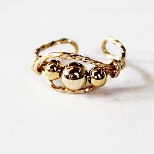Ear Wrap - Ear Cuff - 14kt Gold Filled Smooth Beads Gold Wire Ear Cuff - Gold Ear Band - Non Pierced - Wirewrapped Cuff - Gifts For Her