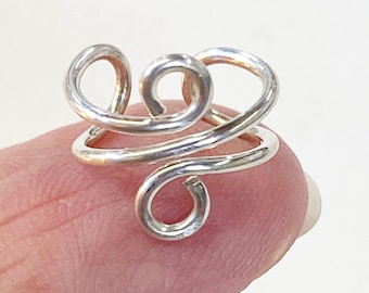 Ear Cuff - Ear Band - Ear Wrap - Sterling Silver Cute Loopy Ear Cuff - Unique Silver Wire Ear Cuff - Non Pierced