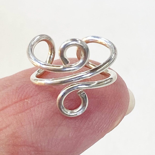 Ear Cuff - Ear Band - Ear Wrap - Sterling Silver Cute Loopy Ear Cuff - Unique Silver Wire Ear Cuff - Non Pierced