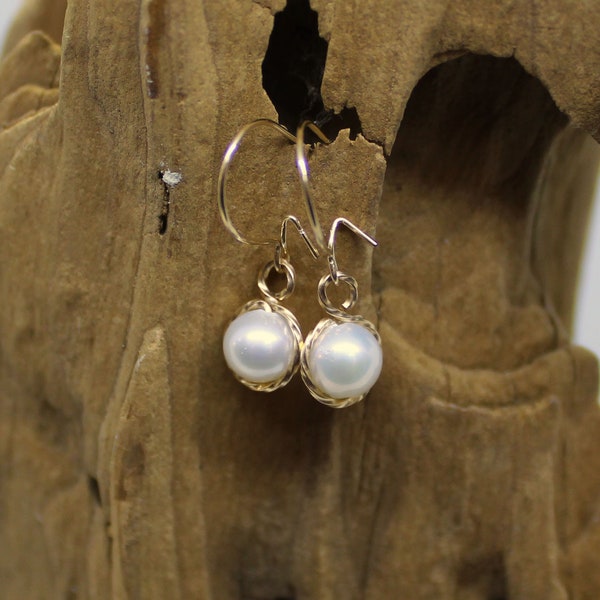 Pearl Dangle Earrings - Drop Earrings - 6mm Freshwater Pearls - June Birthstone - Gift For Her