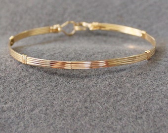 Bracelet - Simple 4-Strand 14kt Gold Filled Wirewrapped Bracelet - Wire Bangle - Gold Bracelet - Stackable Bracelet - SSSS