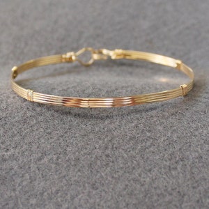 Gold Wire Bracelet - Simple 4-Strand 14kt Gold Filled Wirewrapped Bracelet - Wire Bangle - Stackable Bracelet - SSSS