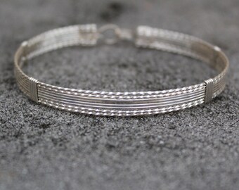 Sterling Silver Wirewrapped Bracelet - Silver Wire Bangle - Stackable Bracelet - Birthday Present - Gift For Her TTSSSSTT