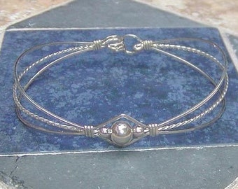 Silver Bangle - Sterling Bracelet - Dainty Design Spread Wire Sterling Silver Bracelet - Silver Beads - Gift For Her - Best Friend Gift