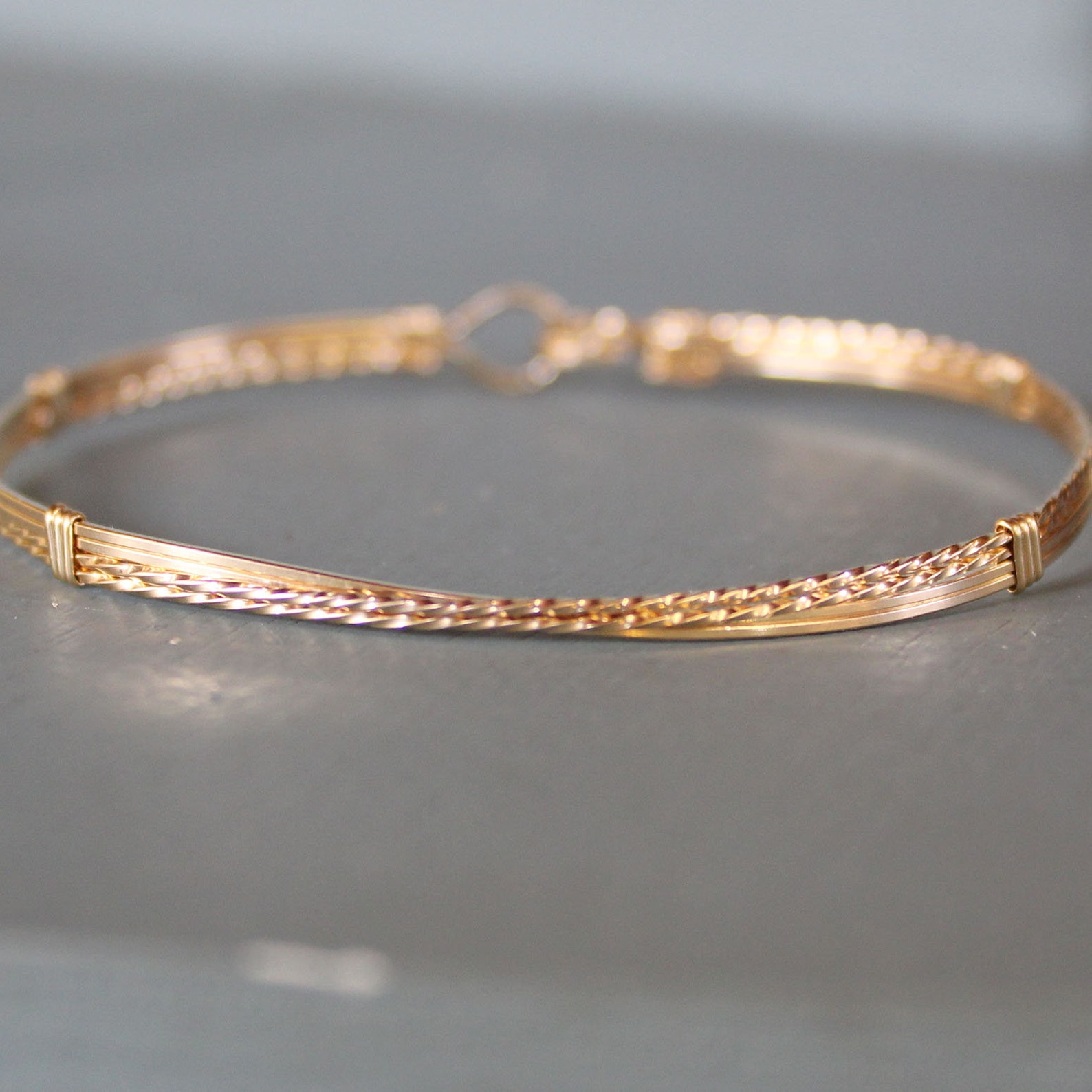 Gold Wire Bracelet 14kt Gold Filled Wirewrapped Crossover Etsy