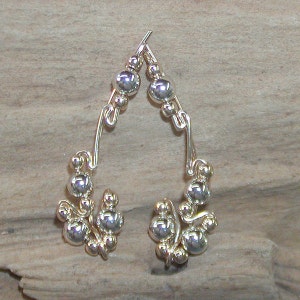 Ear Climbers Ear Sweeps Two Tone Ear Sweeps Silver Beads Gold Wire Up The Ears Ear Crawlers Silver and Gold Gifts For Women image 2