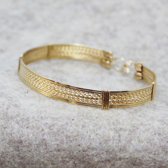 14KT Yellow White and Rose Gold Bangle with Diamond