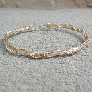 Bracelet - Thin Grapevine Design in Silver and Gold Wire - Wirewrapped Bracelet - Two Tone Bracelet - Unique Gift - Wire Wrapped Bangle