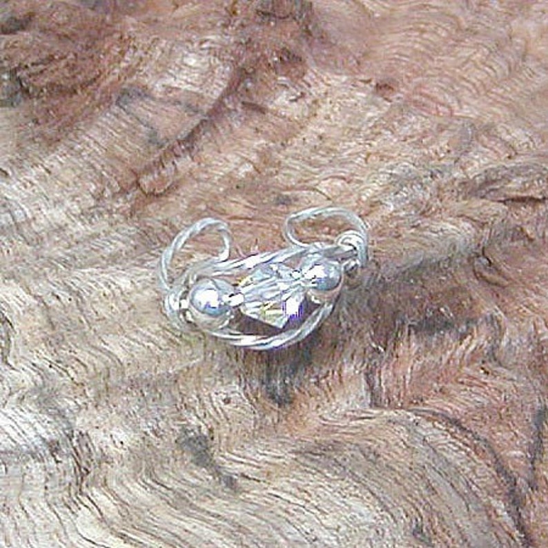 Crystal Ear Cuff Ear Wrap Sterling Silver Wire Ear Cuff Etsy
