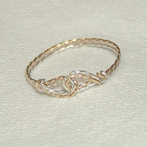 Very Thin Wire Thumb Ring Two Tone Ring Infinity Design Interlocked Swirls Twist Wire Ring Silver Gold Women's Ring image 6