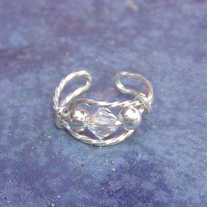 Crystal Ear Cuff Ear Wrap Sterling Silver Wire Ear Cuff Etsy