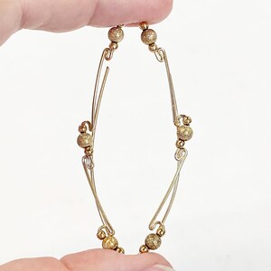 SALE Ear Climbers - Gold Filled Stardust Beads Extra-Long Gold Wire Ear Sweeps - Pierced Earrings - Up The Ears