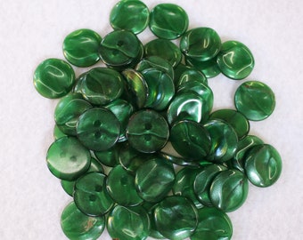 Emerald Green Acrylic Cabochons - 18mm Round Plastic Cabs - Destash Lot of 53 Pieces