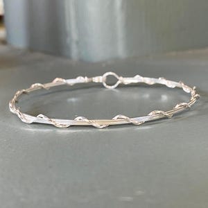 May include: A silver bangle bracelet with a twisted wire design.