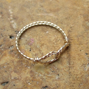 Very Thin Wire Thumb Ring Two Tone Ring Infinity Design Interlocked Swirls Twist Wire Ring Silver Gold Women's Ring image 8