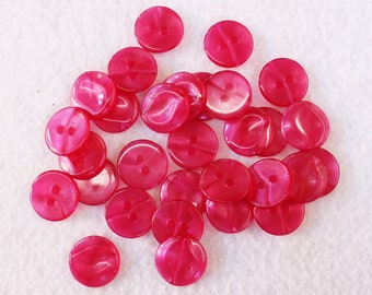 Hot Pink Acrylic Cabochons - 18mm Round Plastic Cabs - Destash Lot of 30 Pieces