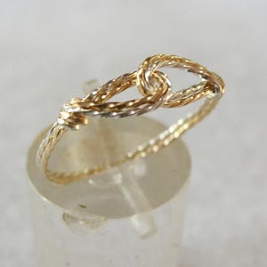 Very Thin Wire Thumb Ring Two Tone Ring Infinity Design Interlocked Swirls Twist Wire Ring Silver Gold Women's Ring image 9