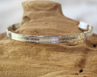 Silver Wire Bracelet - Sleek Sterling Silver Wirewrapped Bangle - Stackable Bracelet - Affordable Bracelet - Great Gift - STSSTS