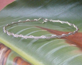 Thin Wire Bracelet - Cute Everyday Sterling Silver Wire-Wrapped Bangle - Silver Wire Bracelet - Stackable Bracelet - Teen Jewelry - SSwa