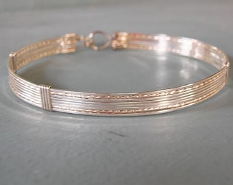 Silver Bracelet - Sterling Silver Wirewrapped Bangle Bracelet - Stackable Bracelet - Gifts For Women - STSSSSTS