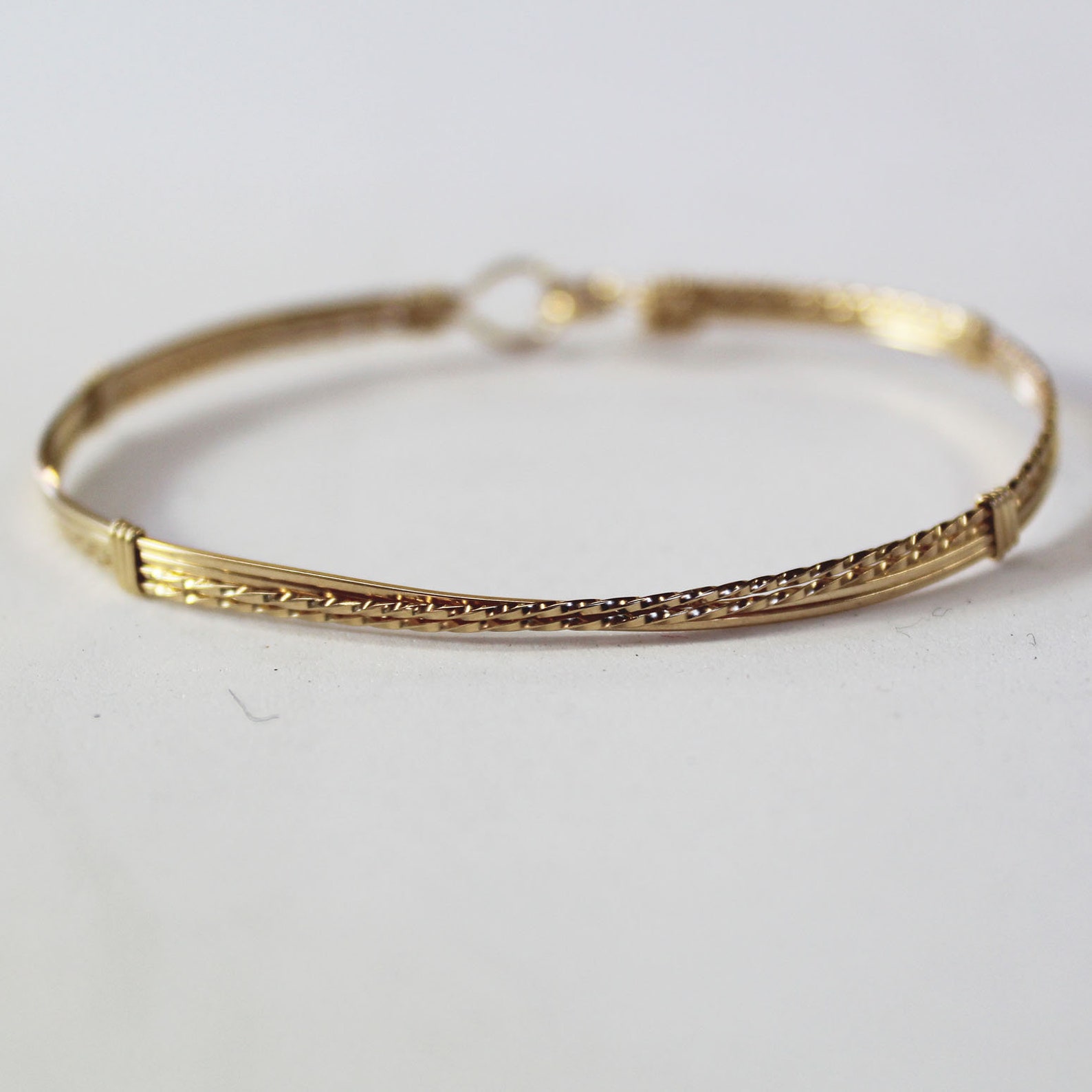 Gold Wire Bracelet 14kt Gold Filled Wirewrapped Crossover Etsy