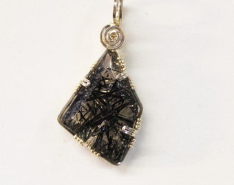 Tourmalated Quartz Pendant - Sterling Silver Gemstone Pendant - Silver Stone Necklace - Unique Gift - One of a Kind Pendant