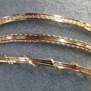 Bracelet Gift Set - Gold Wire Stackable Bracelet Collection - Thin Wirewrapped Bracelets - Three Bracelets - Gold Bangles - Gifts For Her