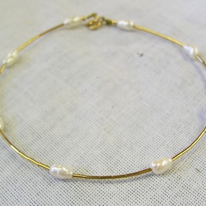 Pearl Anklet - Wedding Ankle Bracelet - Freshwater Pearls 14kt Gold Filled Heishi Ankle Bracelet - Bridal Anklet - Contemporary Anklet