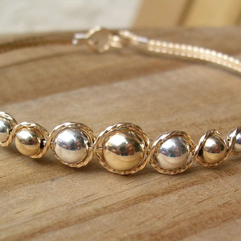 BEADED GOLD BANGLE BRACELET main image 0