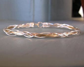 Wire Bracelet - Thin Grapevine Design in Gold and Silver Wire - Wire Wrapped Bangle - Two Tone Bracelet - Great Gift - Wirewrapped Bracelet
