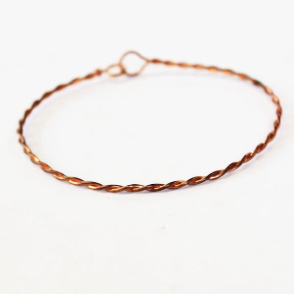 Simple Twisted Copper Wire Bangle - Genuine Copper Bracelet - Stackable Bracelet - Affordable Gift