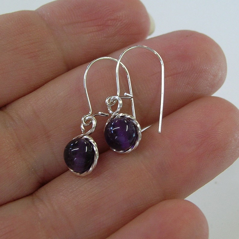 Dangle Earrings Sweet Amethyst Silver Drop Earrings Drop Earrings Amethyst Earrings February Birthstone Amethyst Sterling Earrings