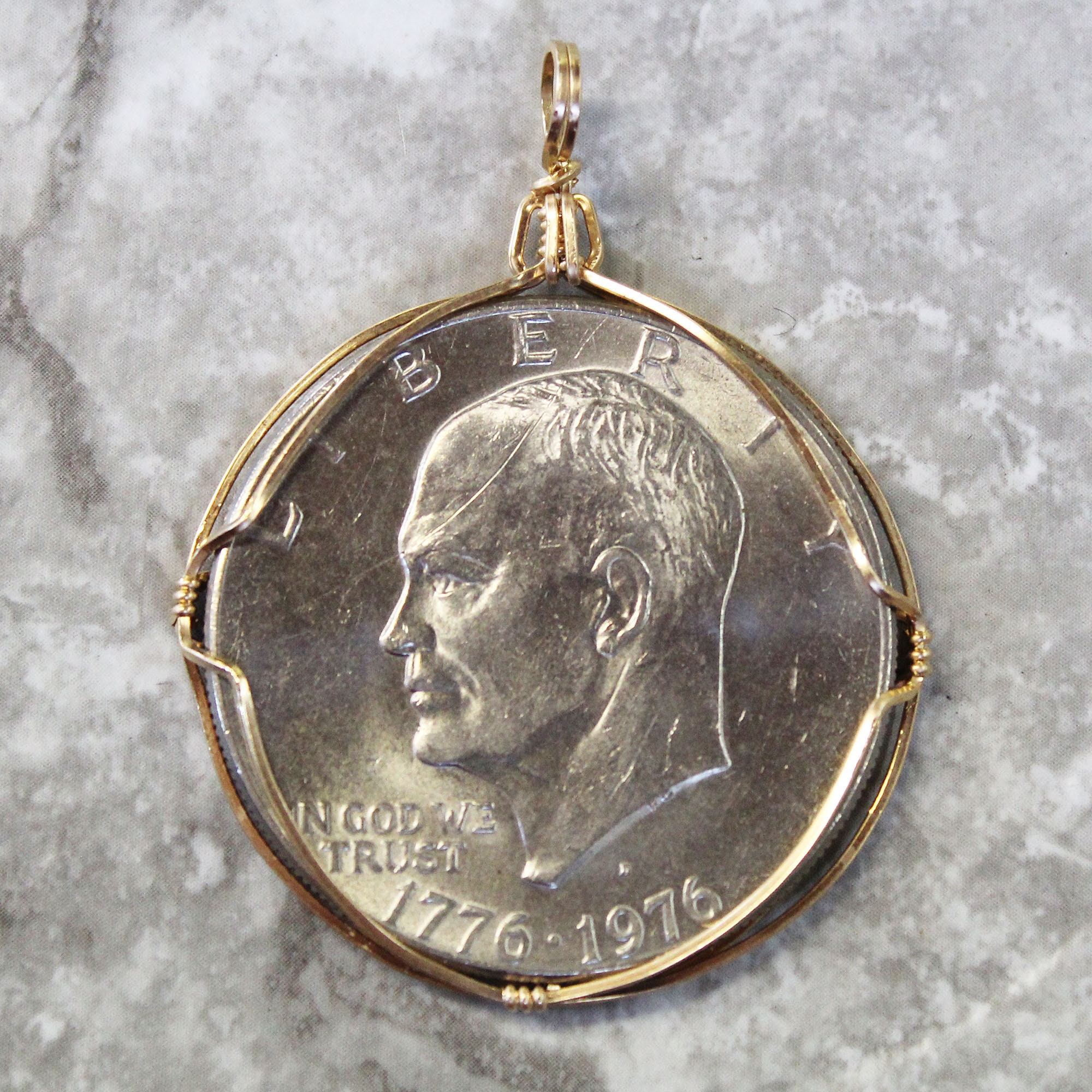 Eisenhower Proof Silver Dollar Coin Pendant With 24" 925 Sterling Silver Chain – USA Mint