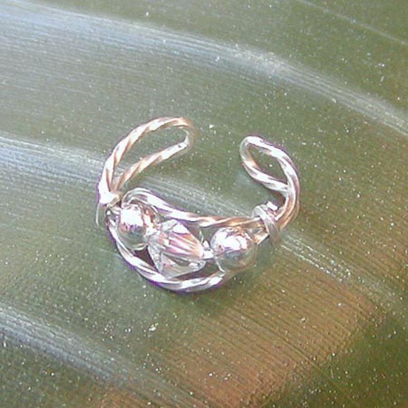 Crystal Ear Cuff Ear Wrap Sterling Silver Wire Ear Cuff Etsy